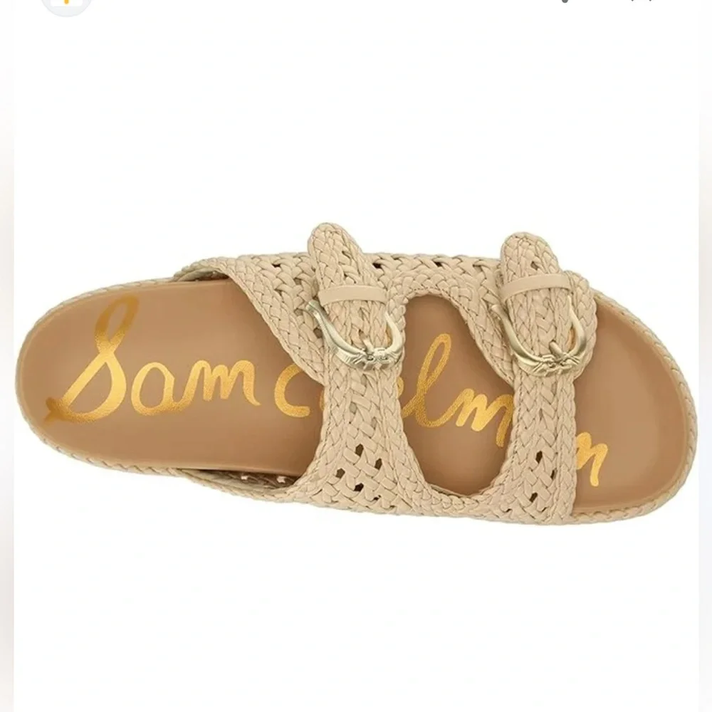 Sam Edelman Reid Linen Woven Sandals Double Stap Slides - Picture 2 of 9